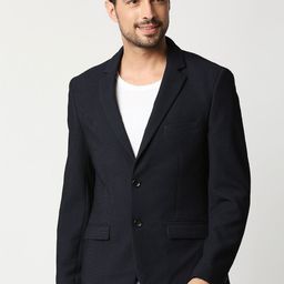 Basics Men Navy Blue Solid Single-Breasted Comfort-Fit Casual Blazer-image-33