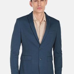 Arrow Men Teal Blue Solid Formal Blazer-picture-33