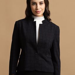 Allen Solly Woman Printed Mandarin Collar Long Sleeves Single-Breasted Blazer-image-82