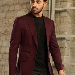 MR BUTTON Slim-Fit Peaked Lapel Collar Single-Breasted Casual Blazer-image-72