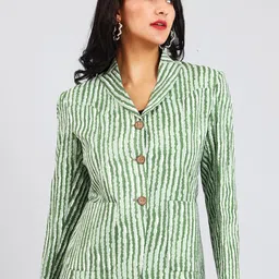 INDOPHILIA Striped Single Breasted Cotton Blazer-picture-26