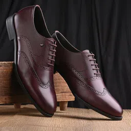 San Frissco Men Textured Genuine Leather Comfort-Fit Formal Brogue-image-25