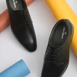 pelle albero Men Black Solid Leather Formal Derbys-image-73