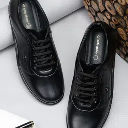 pelle albero Men Black Solid Leather Formal Derbys-image-60