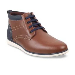 Mochi Men Tan Solid Leather Formal Derbys-image-10