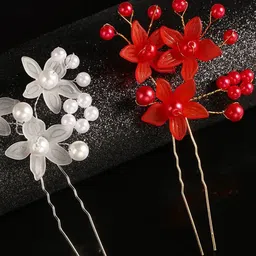 Krelin Set of 2 Beaded Floral U Pins-29