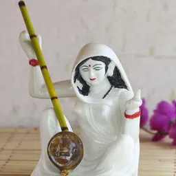 eCraftIndia White & Black Handcrafted Meerabai Playing Musical Instrument Showpiece-image-77