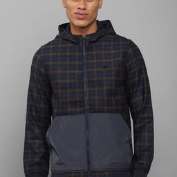 Allen Solly Men Navy Blue & Mustard Yellow Checked Cotton Bomber Jacket-picture-46