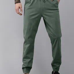 Roadster Men Green Solid Slim-Fit Pure Cotton Joggers-image-28