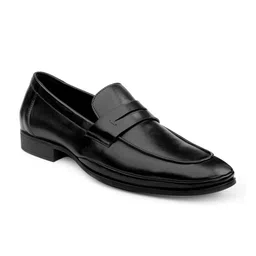 One8 Men Black Solid Leather Formal Loafer-image-67