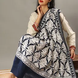 Exotic India Ethnic Motifs Embroidered Woollen Shawl-image-94