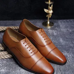 LOUIS STITCH Men Tan Brown Solid Genuine Italian Leather Formal Oxfords-picture-39