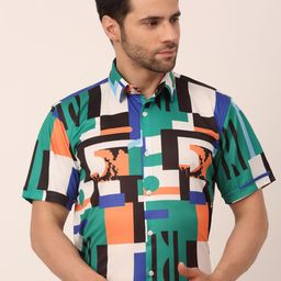JAINISH Men Green Classic Printed Formal Shirt-image-96
