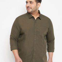 Instafab Plus Men Plus Size Green Classic Casual Shirt-60
