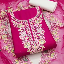 KALINI Ethnic Motifs Beads And Stones Embroidered Unstitched Dress Material-picture-16