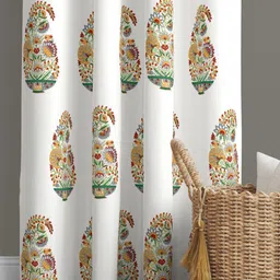 JAIPUR FABRIC Yellow & White Floral Window-49