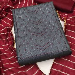 SHADOW & SAINING Ethnic Motifs Embroidered Sequinned Unstitched Dress Material-image-13