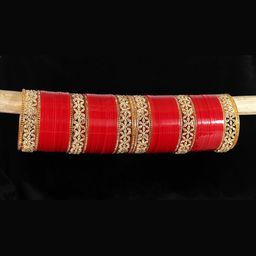 LAVAZZA Set Of 66 Gold-Plated Crystal Studded Chuda Bangles-image-83