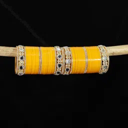 LAVAZZA Set Of 64 Gold-Plated Crystal Studded Chuda Bangles-44