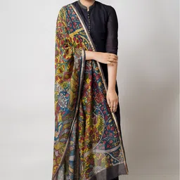 Unnati Silks Floral Printed Cotton Silk Kalamkari Dupatta With Zari-picture-18