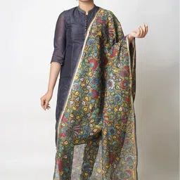 Unnati Silks Ethnic Motifs Printed Cotton Silk Kalamkari Dupatta-image-54