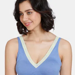 Zivame Blue & Grey Non Padded Non Wired Bralette Bra-picture-53