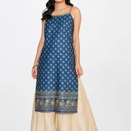 Global Desi Floral Printed Shoulder Straps Kurta-picture-29