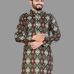 CELLUX Men Multicoloured Geometric Printed Long Sleeves Kurta-1