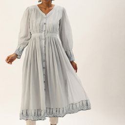 Saanjh Off White Thread Work Anarkali Kurta-image-70