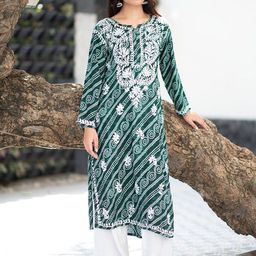 Rangreza Ethnic Women Printed Flared Sleeves Handloom Anarkali Kurta-image-1