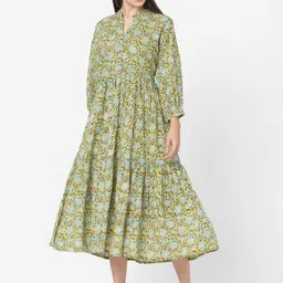 KALINI Floral Printed Cotton A-Line Dress-picture-56