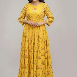 ftDiva Women Ethnic Motifs Printed Mirror Work Anarkali Kurta-51