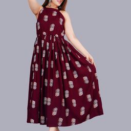 SIPET Floral Printed Square Neck Sleeveless Anarkali Kurta-image-14