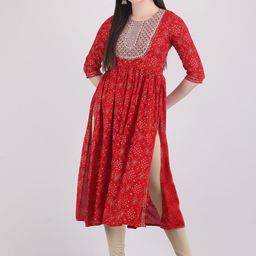 ANUTTARA FASHIONS Ethnic Motifs Printed Thread Work A-Line Kurta-picture-18