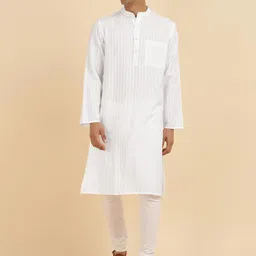 Fabindia Striped Woven Design Mandarin Collar Cotton Straight Kurta-image-40