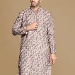 Sanwara Ethnic Motifs Printed Thread Work Mandarin Collar Straight Kurta-picture-1