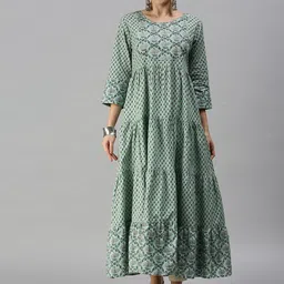 SHOWOFF Ethnic Motifs Printed Thread Work Anarkali Kurta-picture-15