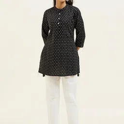 Jaipur Kurti Ethnic Motifs Printed Mandarin Collar Pure Cotton Straight Kurti-picture-19