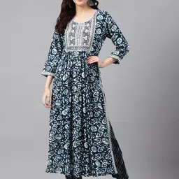 SAABHI Floral Embroidered Floral Pleated Gotta Patti Anarkali Kurta-picture-48