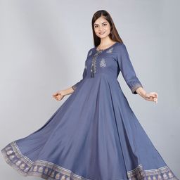 KALINI Women Blue Thread Work Anarkali Kurta-image-16