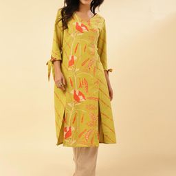 Fabindia V Neck Printed Cotton Straight Kurta-image-39