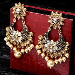PANASH Gold-Plated Crescent Shaped Drop Earrings-11