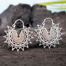 Studio One Love Silver-Plated Contemporary Oxidised Chandbalis Earrings-image-44