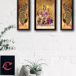 eCraftIndia Set of 3 Multicoloured Radha Krishna UV Wall Art-image-29