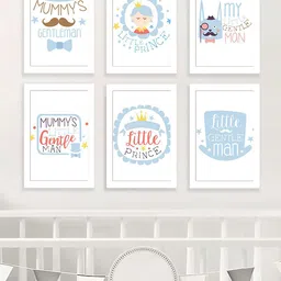 Art Street Kids White & Blue 6 Pieces Mummy's Gentlemen Little Princess Wall Art Prints-image-14