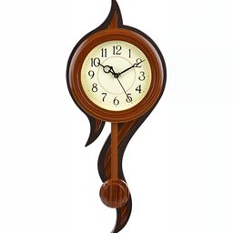 Attractionz Brown & Beige Round Pendulum Analogue Wall Clock-image-90