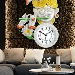 Attractionz Silver-Toned & Beige Textured Round Shaped Contemporary Analogue Wall Clock-10