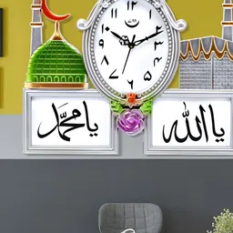 Attractionz Silver-Toned & White Oval Textured Analogue Contemporary Wall Clock-35