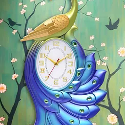 Attractionz Blue and Goldtoned Analogue Contemporary Wall Clock-image-5