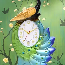 Attractionz Blue Green Textured Oval Analog Contemporary Wall Clock-33
